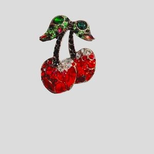 Vintage style Brooch cherry rhinestone jewelry ❣️Beautiful sparkle